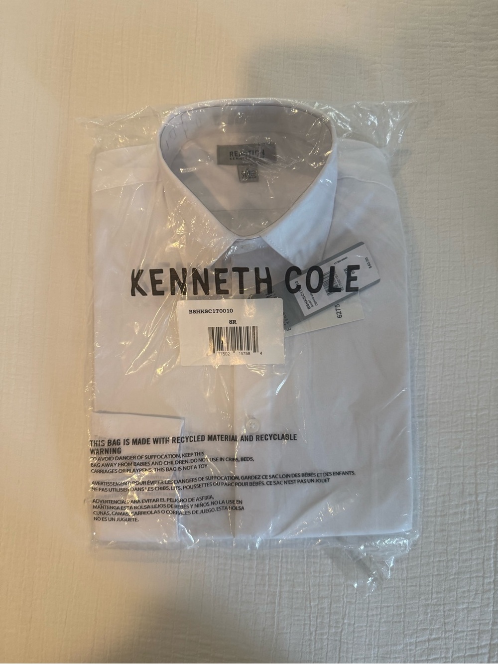 Kenneth Cole White Dress Shirt - Classic Spread Collar